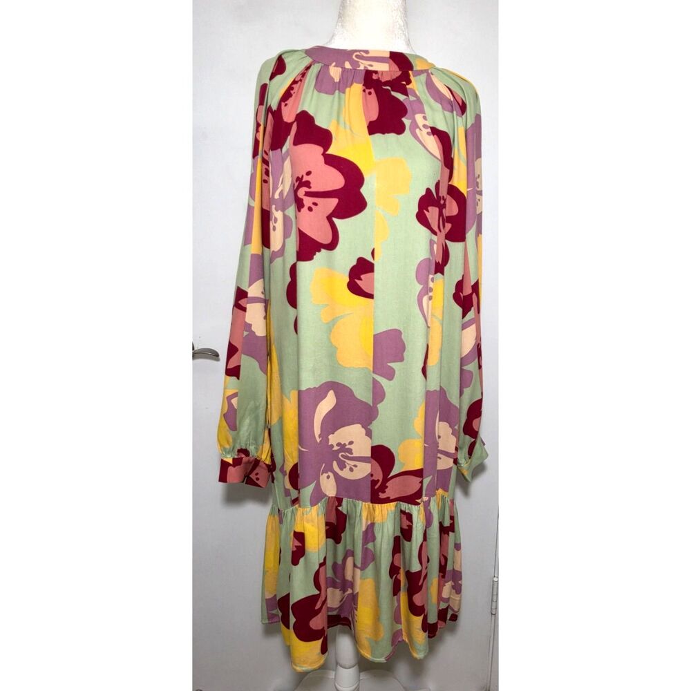United Colors of Benetton Women Midi Dress Floral Multicolor Tiered Boho Size S